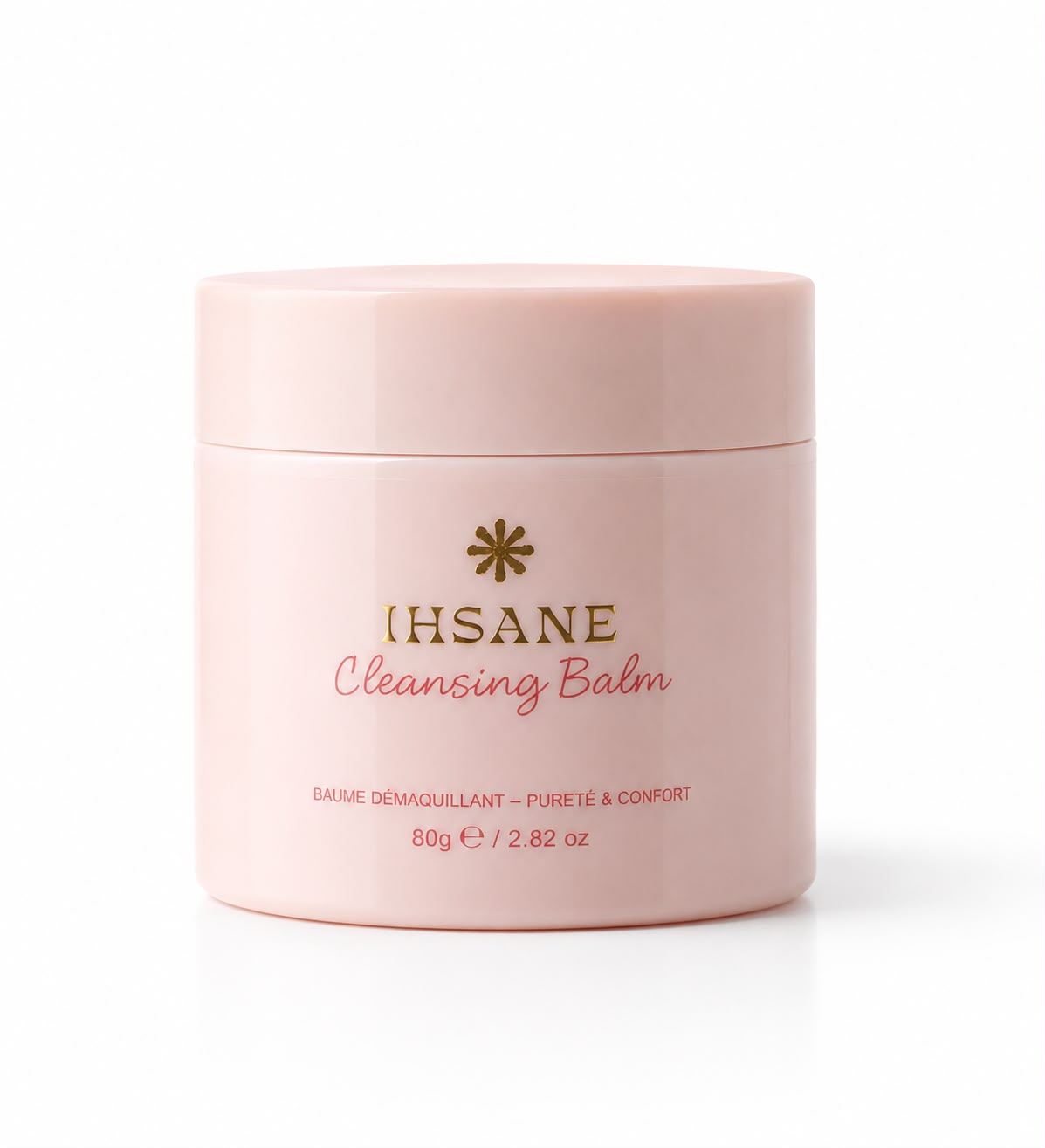 Pot fermé du baume démaquillant IHSANE, 80 g, sur fond blanc